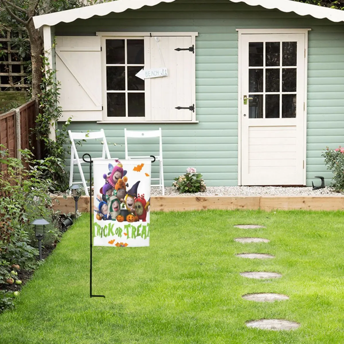 Oddbods на Хэллоуин с надписью Trick or Treat вертикальный фонарь для сада двусторонний