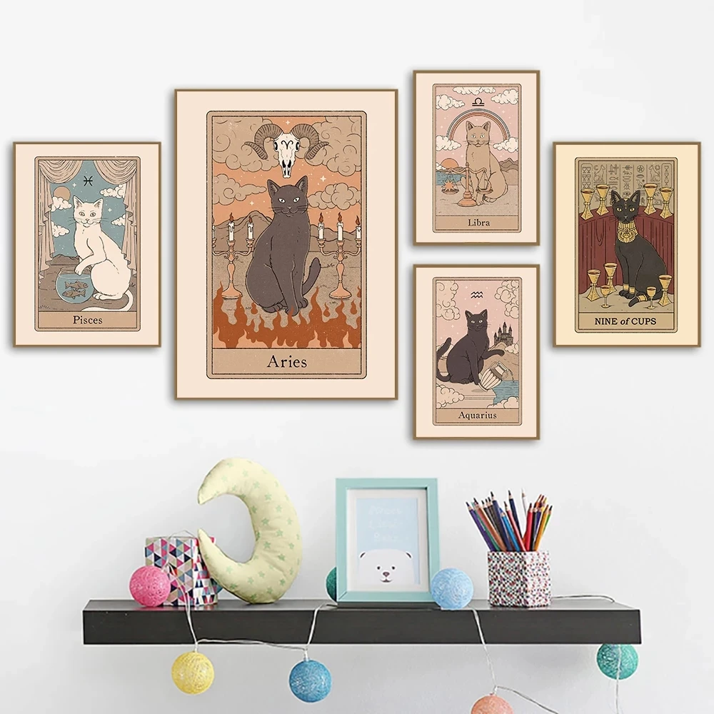 

Constellation Posters And Prints Libra Leo Pisce Taurus Cat Wall Art Canvas Painting Nordic Kids Bedroom Home Decoration Picture