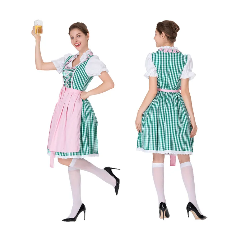 

2021 Woman Maid Dress Beer Miss Cosplay Cute Halloween Europe Germany Oktoberfest Costume Bavarian Traditional Game Uniform New