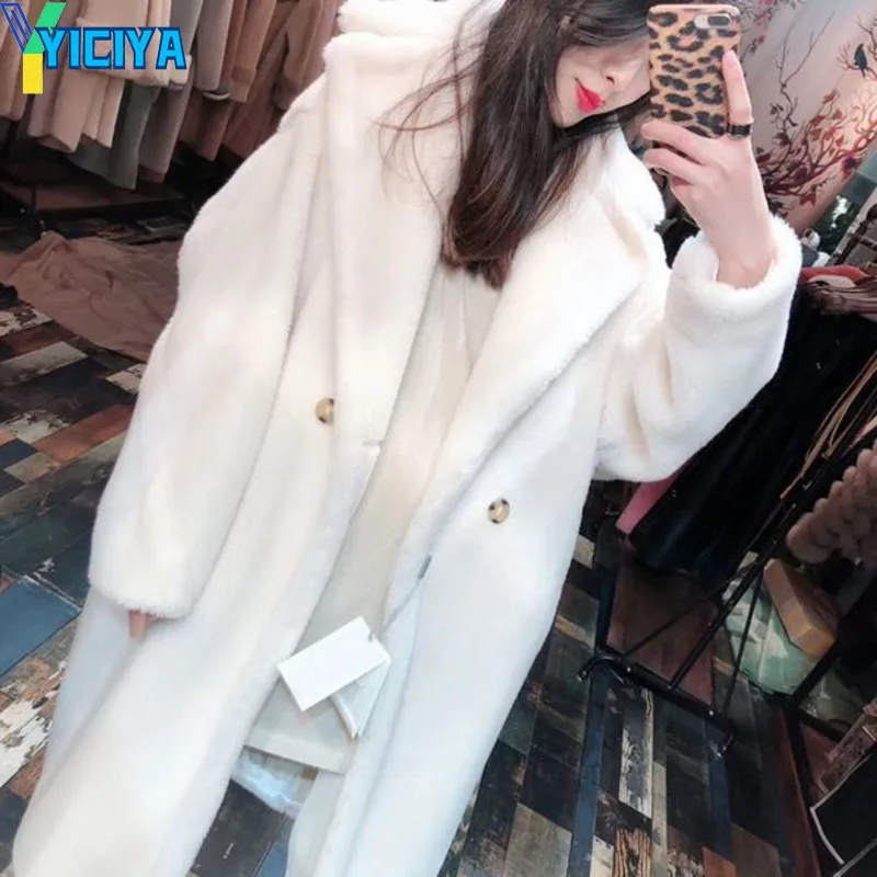 

YICIYA Turn Down Collar Wool Coat Women Fashion coats woman winter 2023 Vintage Y2k Straight Long wool coats & mix Jacket Female