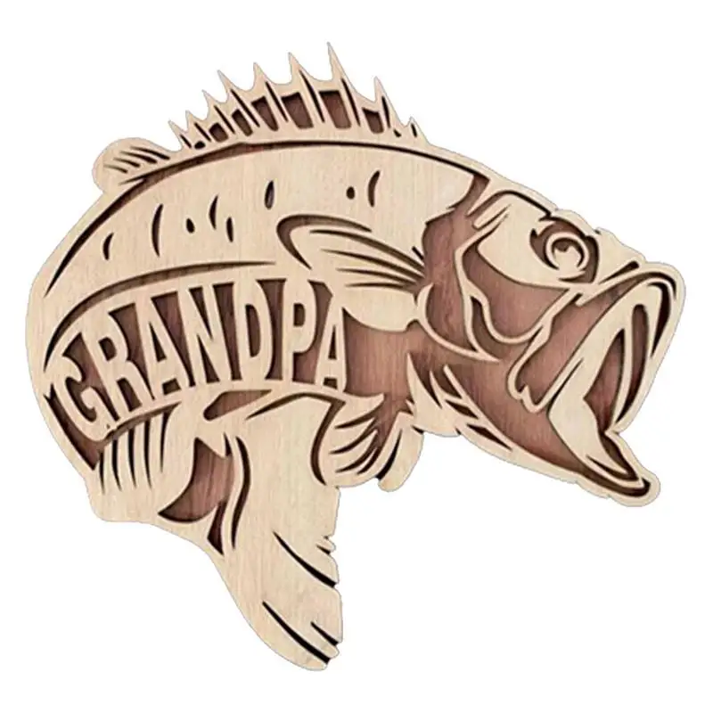 

Деревянные искусственные идеи для подарков на день отца, деревянное украшение в форме рыбы, используемое в семье и ресторане, рождественски...