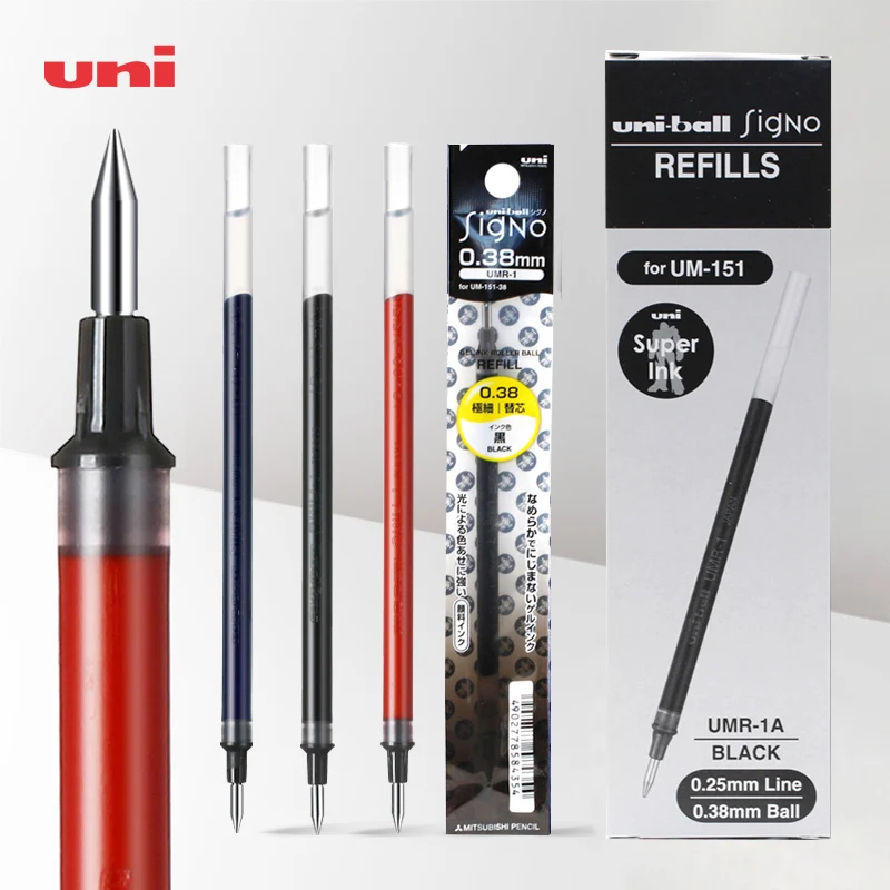 

12 Pcs Japan Uni Refills UMR-1 Water Pen Refill 0.38mm Suitable for UM-151 Gel Pen Bullet Tip Quick-drying Smooth Stationery