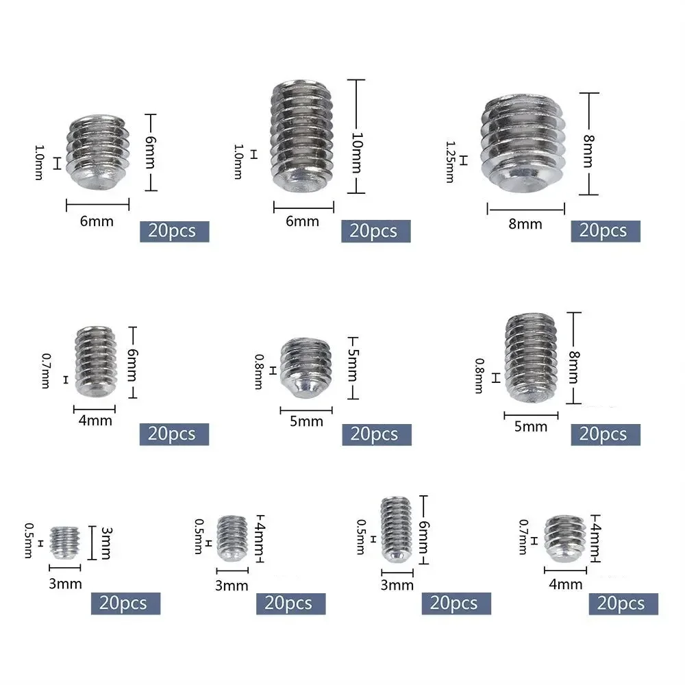 200 шт. метрические винты с шестигранной головкой из нержавеющей стали набор в