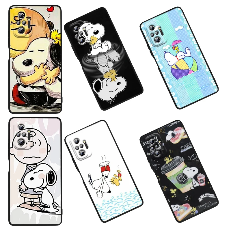 

Nice snoopy For xiaomi Redmi 10 K50 K50G 9 9A 9T 9C 9AT 8 8A 7A 6 6A 5 4X S2 2022 5G Pro Gaming Plus Black Silicone Phone Case