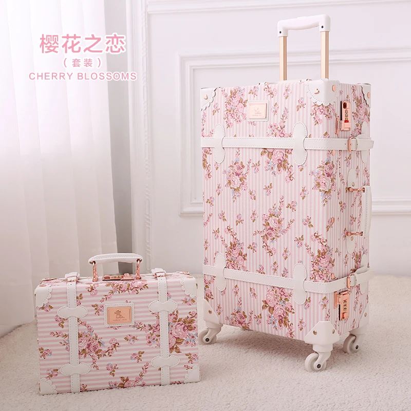 XQ 20 inch Carry-on Suitcase Women's leather travel luggageset  with handbag Female student lovely light trolley case