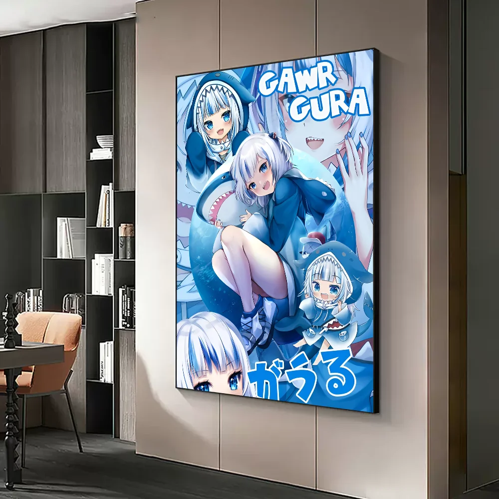 Gawr Gura Kawaii классические постеры с фильмами водостойкая бумажная наклейка кофейня