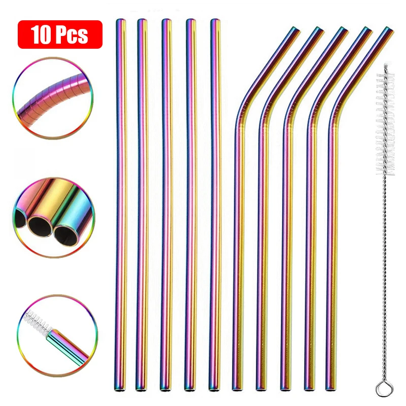 

10 шт., разноцветная посуда из нержавеющей стали