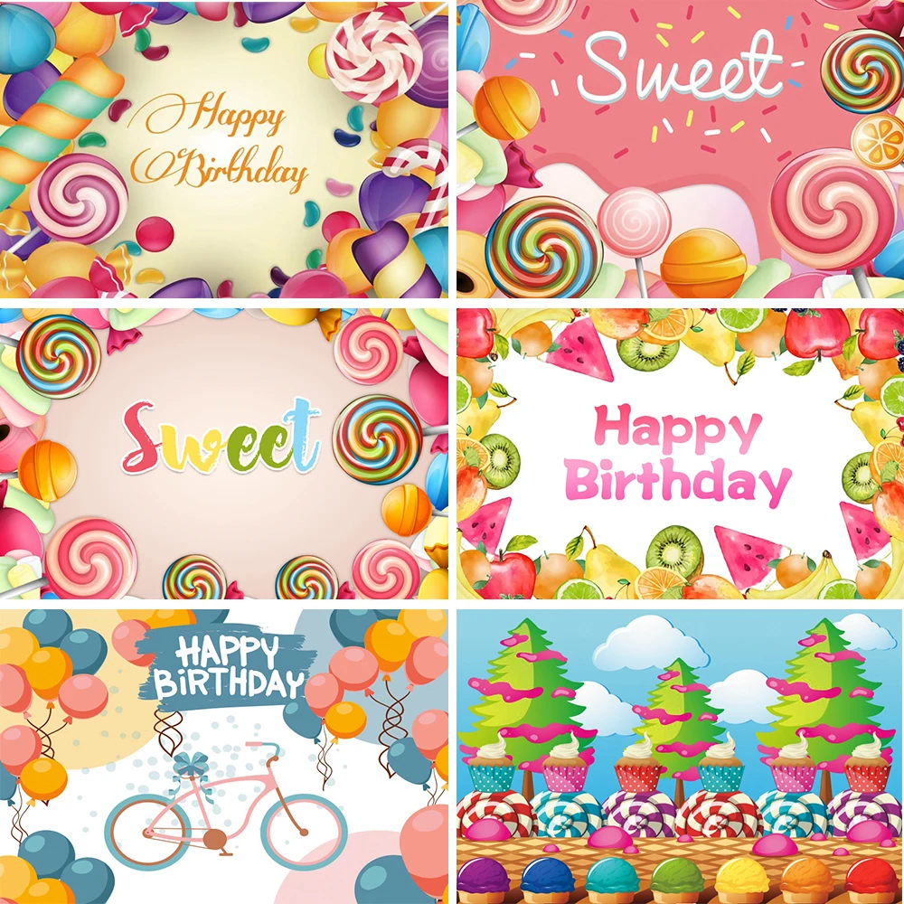

Sweet Baby Happly Birthday Donuts Candy Bar Backdrop Ice Cream Cupcake Lollipop Birthday Party Decorations Kids Photo Studio
