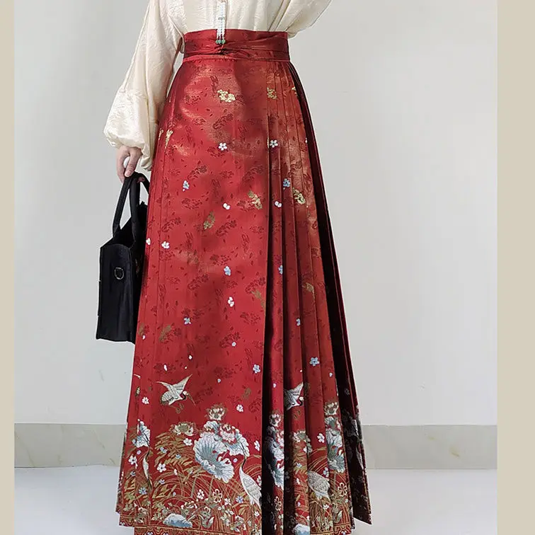 Юбка Mamian китайская династия Мин имитация макияжа тканая золотая юбка с