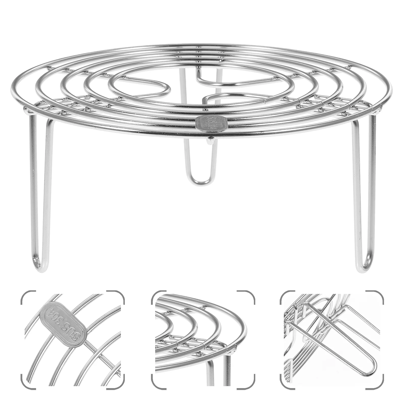 

Microwave Bacon Steam Rack Pot Serving Tray Round Pressure Cooker Trivet Round Griddle Canning Rack Bracket Egg Steamer