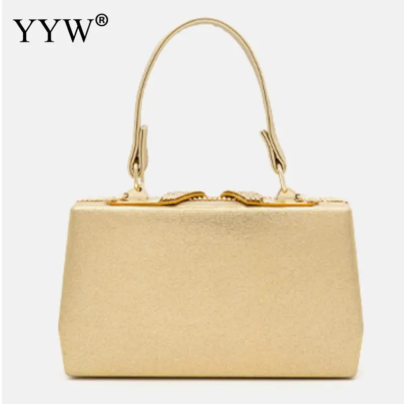 Luxury Rhinestone Women Clutch Bag Box with PU Leather Handle Interlocking Clasp Diamond Bucket Handbag Lady Daily Tote Purse