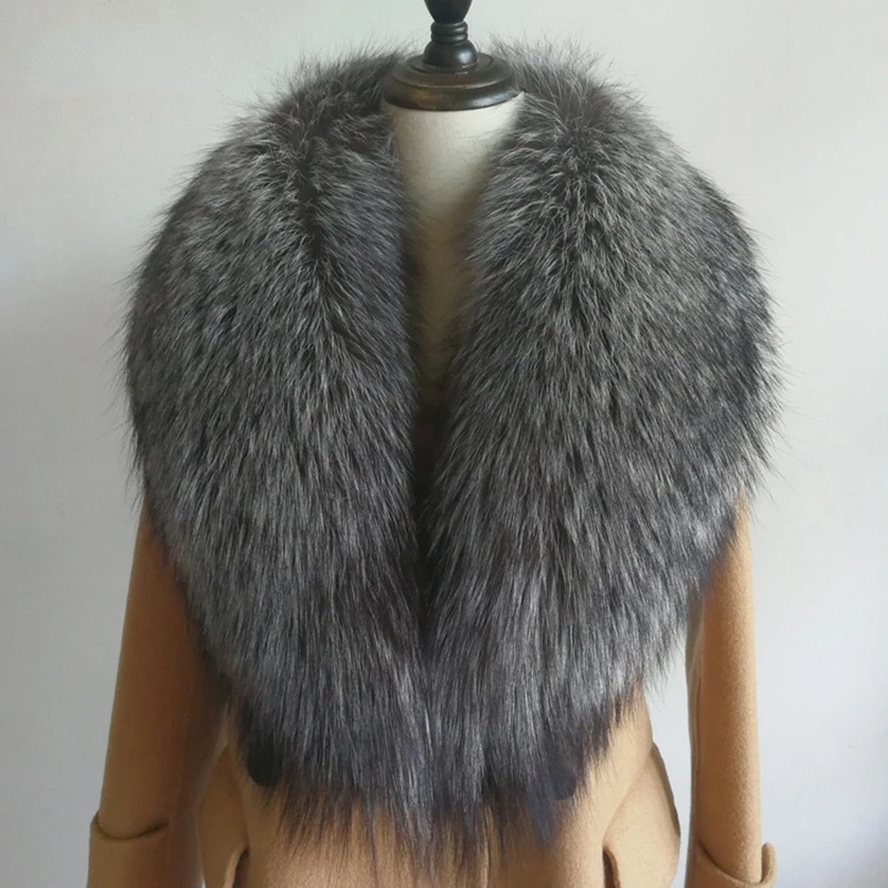 Real Fox Fur Collar For Women Men Coat Jacket Shawl Wraps Winter Warm Fur Collar Extra Large Size Neck Warmer Fur Scarf Shawls