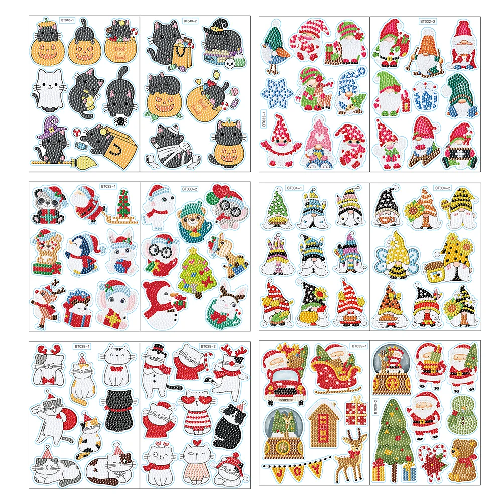 2 набора алмазная картина сделай сам наклейки для детей на Рождество Хэллоуин
