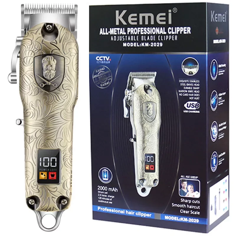 

Full metal hair clipper professional cordless adjustable barber hair trimmer for men electric hair cutter machine lithium ion