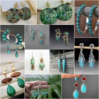 boho ethnic green resin stone drop dangle earrings for women indian tribal vintage pendientes mujer moda 2022 z4e680