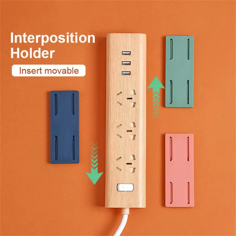 

Wall-Mounted Holder Self-Adhesive Plug Fixer Power Outlet Holder Cable Power Strip Rack Traceless Wire Socket Organizer Fixer