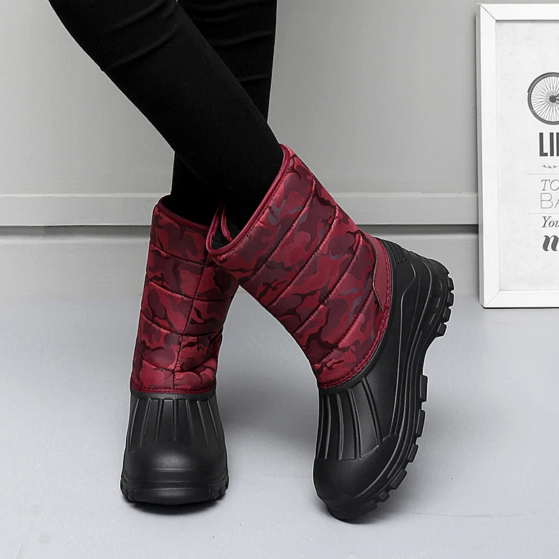 Women's Snow Boots Women Hiking Ankle Shoes Outdoor High Top Warmth Casual Shoes Tall Barrel Camping Footwear Lace-up