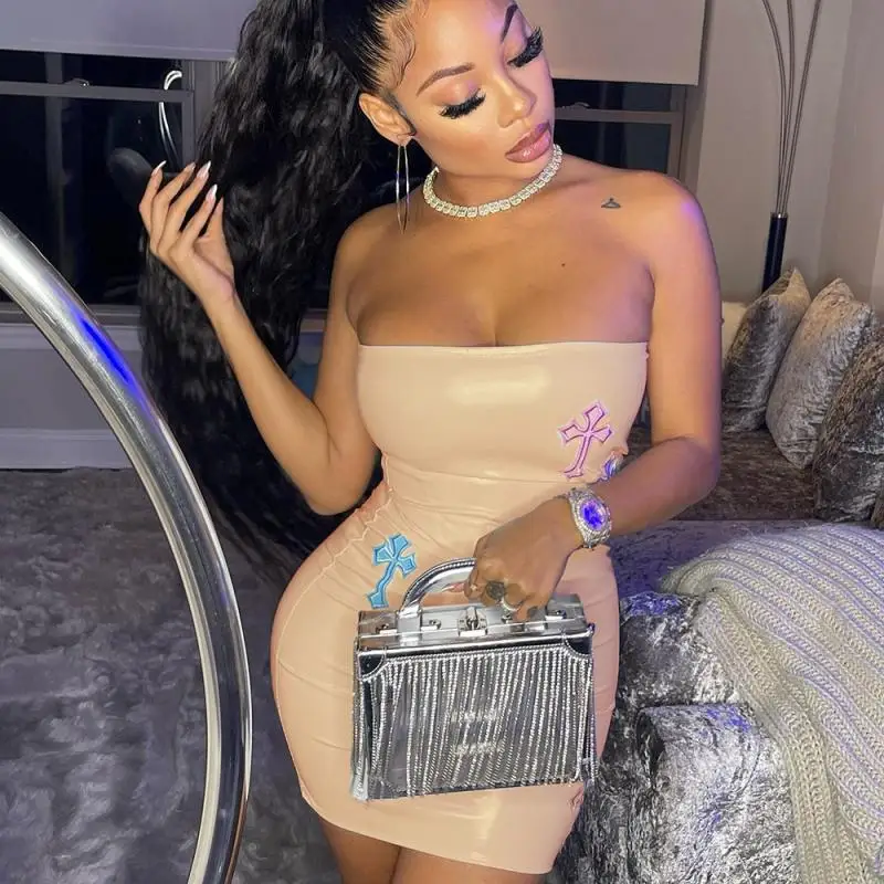 

Summer New Women's Sexy Embroidered Wrap Chest Short Dresses