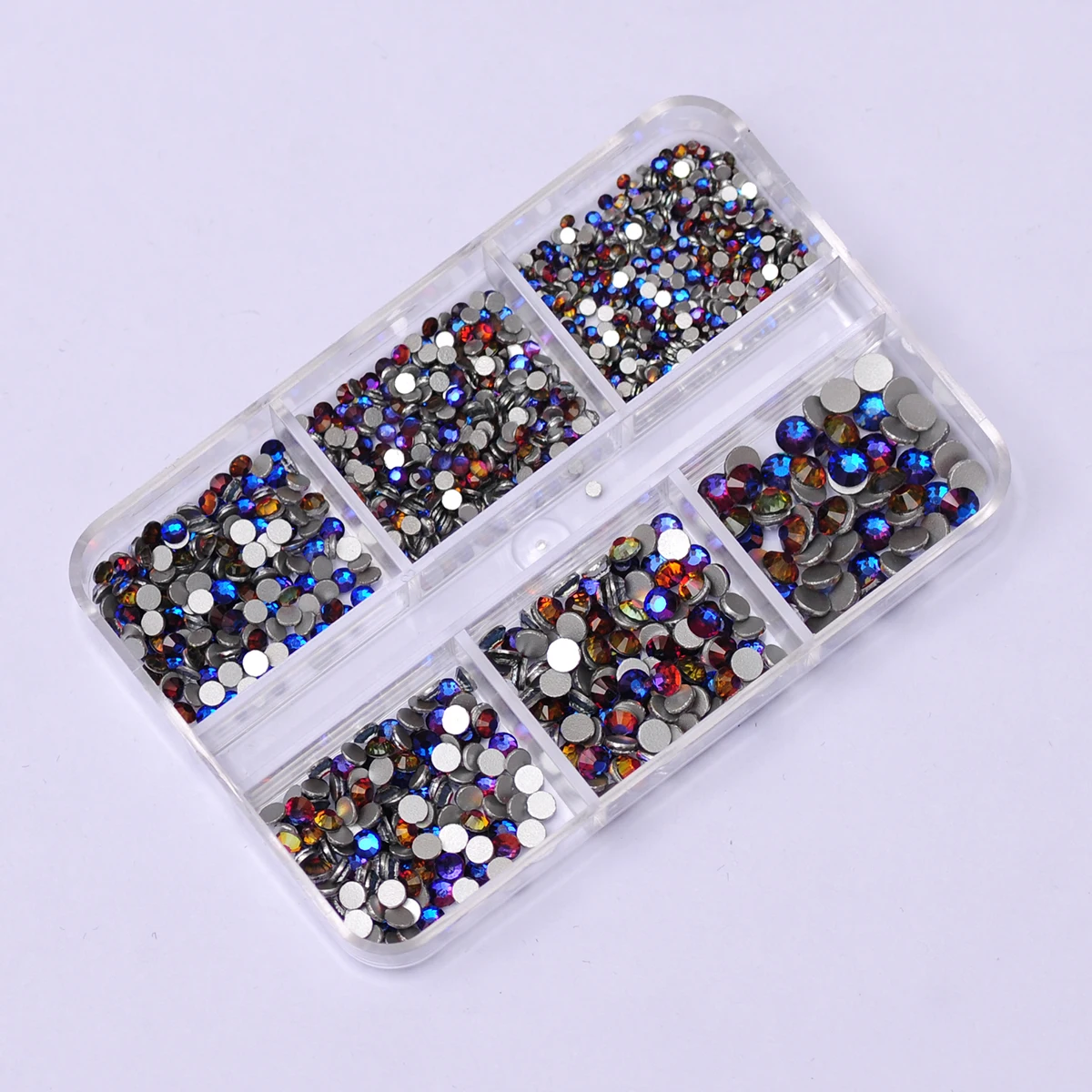 

SS4-SS16 1 Box/6 Grids Bermuda Blue Rhinestones Nails Accessories Nail Art Manicures DIY Decorations Supplies for Professional