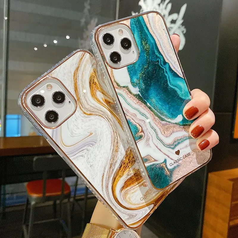 

Glitter Gradient Marble Texture Phone Case Shockproof Bumper Back Cover For iPhone 11 12 11Pro Max XR XS Max X 7 8 Plus 11Pro 12