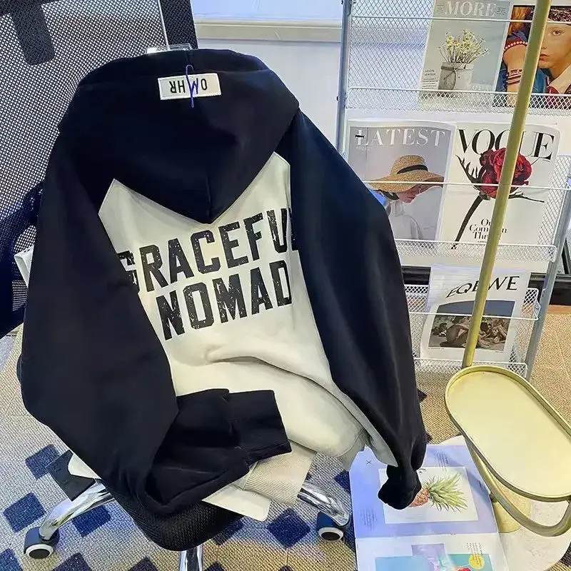 

Fashion Cotton Retro Print Hoodie American Y2K Loose Personality Simple Harajuku Men and Women Art Super Dalian Hoodie