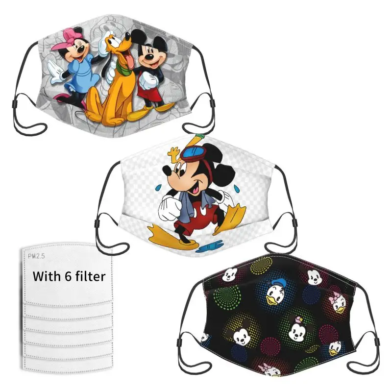 

Маска для взрослых с мультяшным принтом Диснея, маска от солнца для спорта на открытом воздухе, Пылезащитная маска с фильтром, моющаяся, рег...
