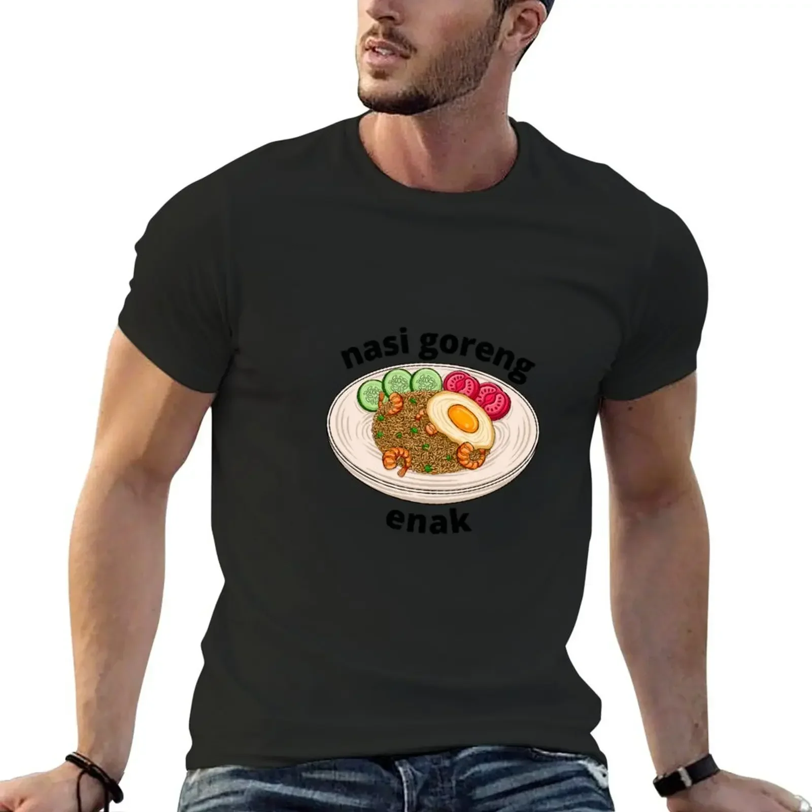 nasi goreng enak T-Shirt Эстетическая одежда Essential футболка Мужская хлопковая