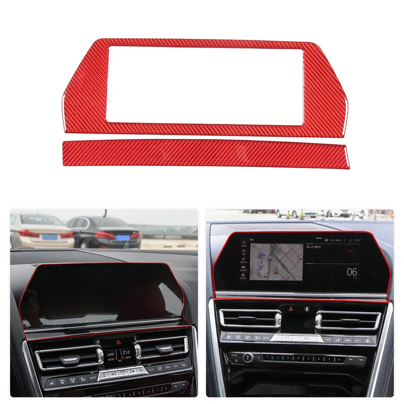 

For Bmw 8 Series G14 G15 G16 840i 830i 2018 -In Car Center Frame Indoor Navigation Cover Stickers Soft Carbon Fiber Accessories