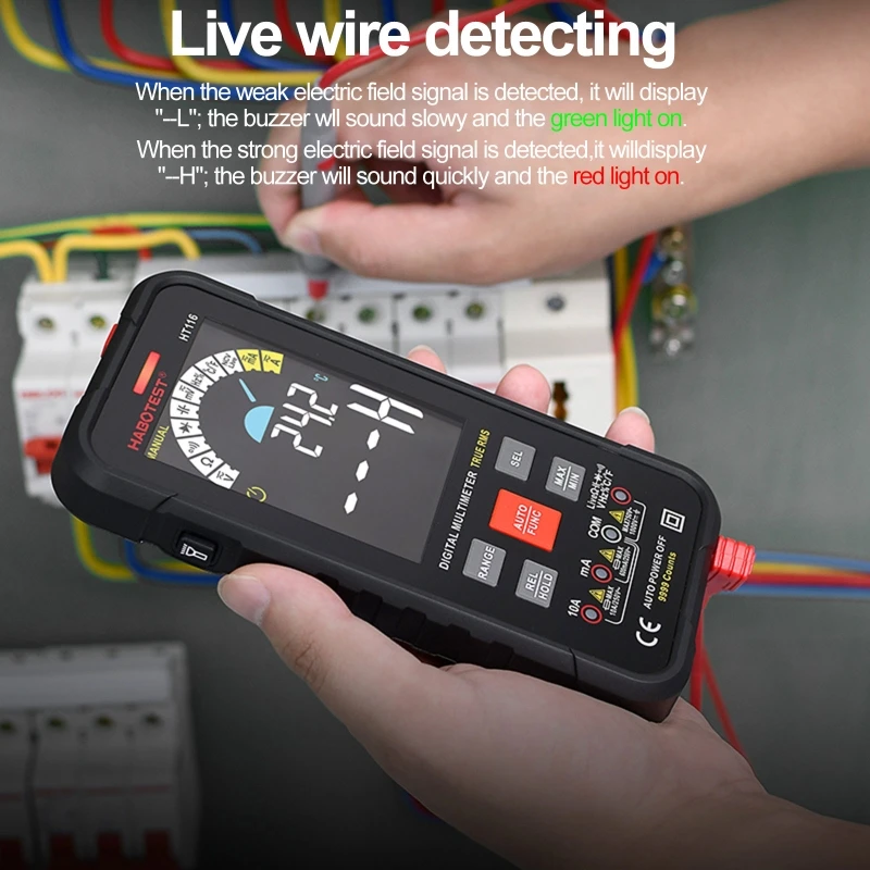 

37MD Digital Multimeter TRMS 9999 Counts Color LCD Screen Auto-Ranging Tester Measures DC/AC Voltage Resistance Continuity