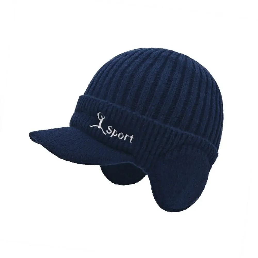 Мягкая однотонная шерстяная защитная шапка для ушей теплая вязаная шапка-ушанка