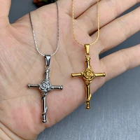 couple stainless steel gold silver cross pendant necklace for women man classic jewelry 2022