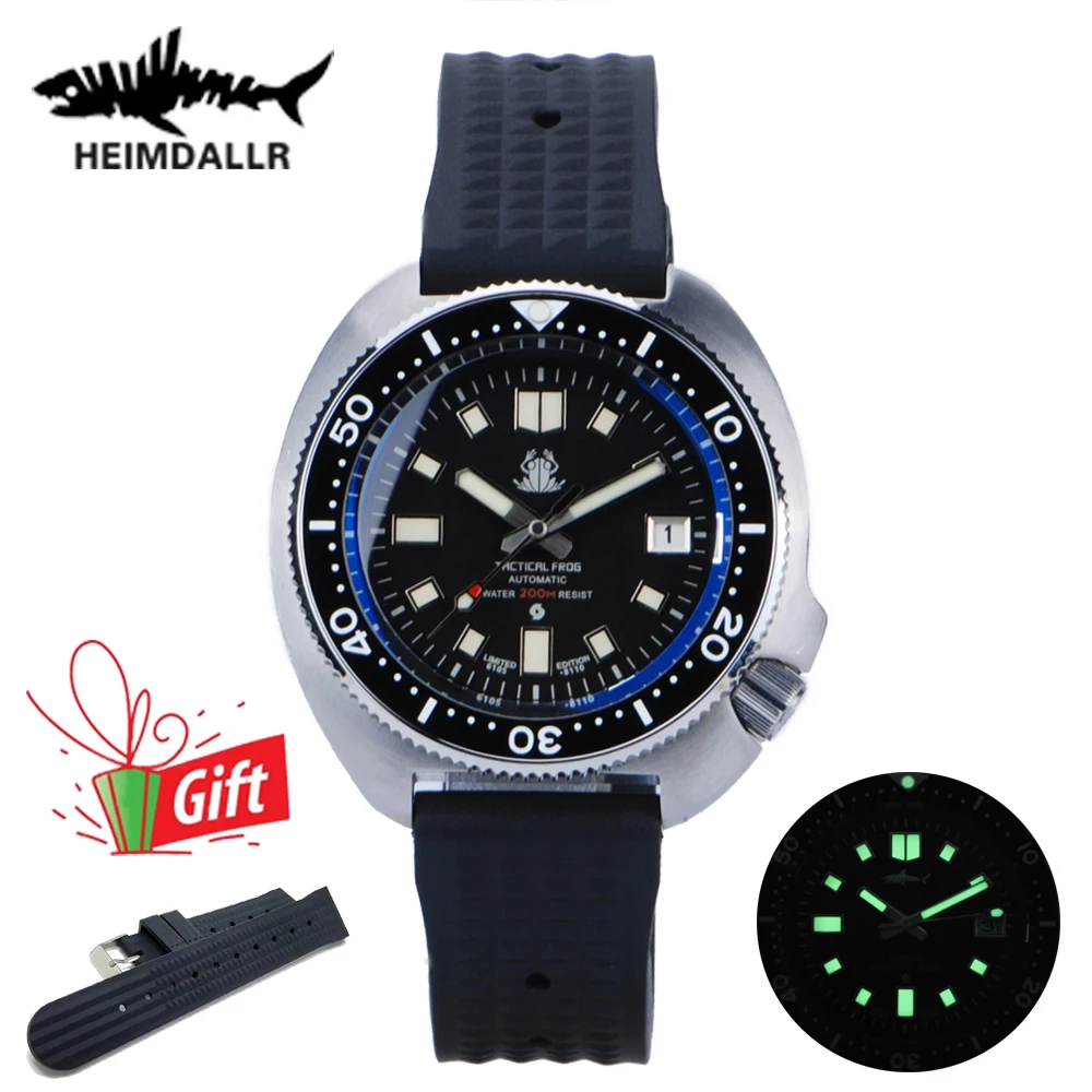 

Tactical Frog Men's Retro Watch Abalone Sapphire NH35A Automatic Movement 200M Waterproof Mechanical Diver's Wristwatch Tuna