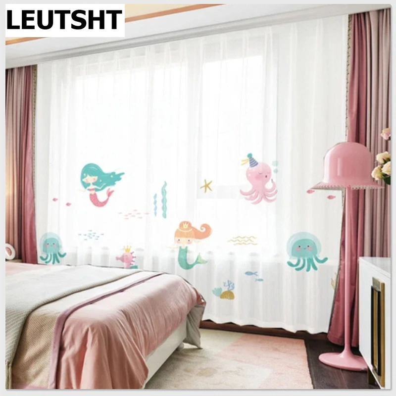 

Modern Curtains for Living Dining Room Bedroom Cartoon Digital Printing Children's Cute Printing Window Screen Tulle Curtains