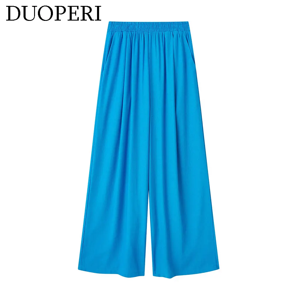 Sherouse женская повседневная льняная блузка и комплект широких брюк с высокой