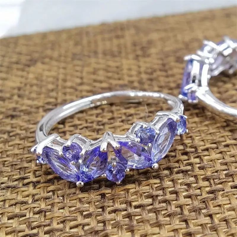 ZECAA ювелирные изделия женское кольцо с танзанитом для женщин натуральным камнем