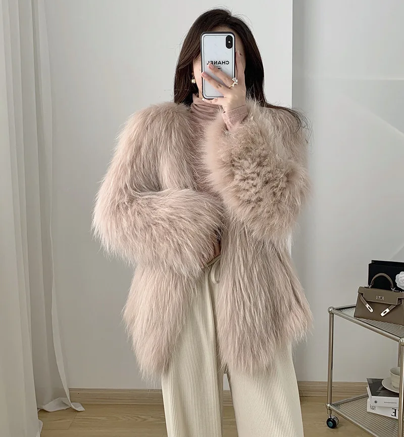 Winter High Quality Thick Warm Rex Rabbit Fur Grass Coat Spring New Soft Single Button Regular Beige High-end Real Fur Overcoat