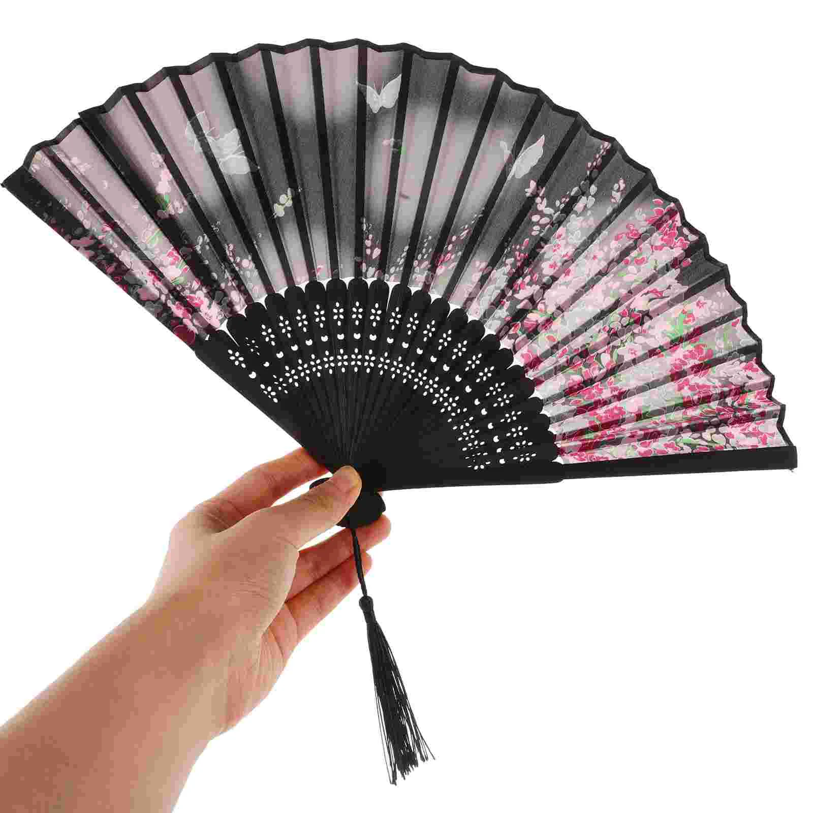 Женский складной веер Ручной Складной в японском стиле Шелковый с бамбуковой