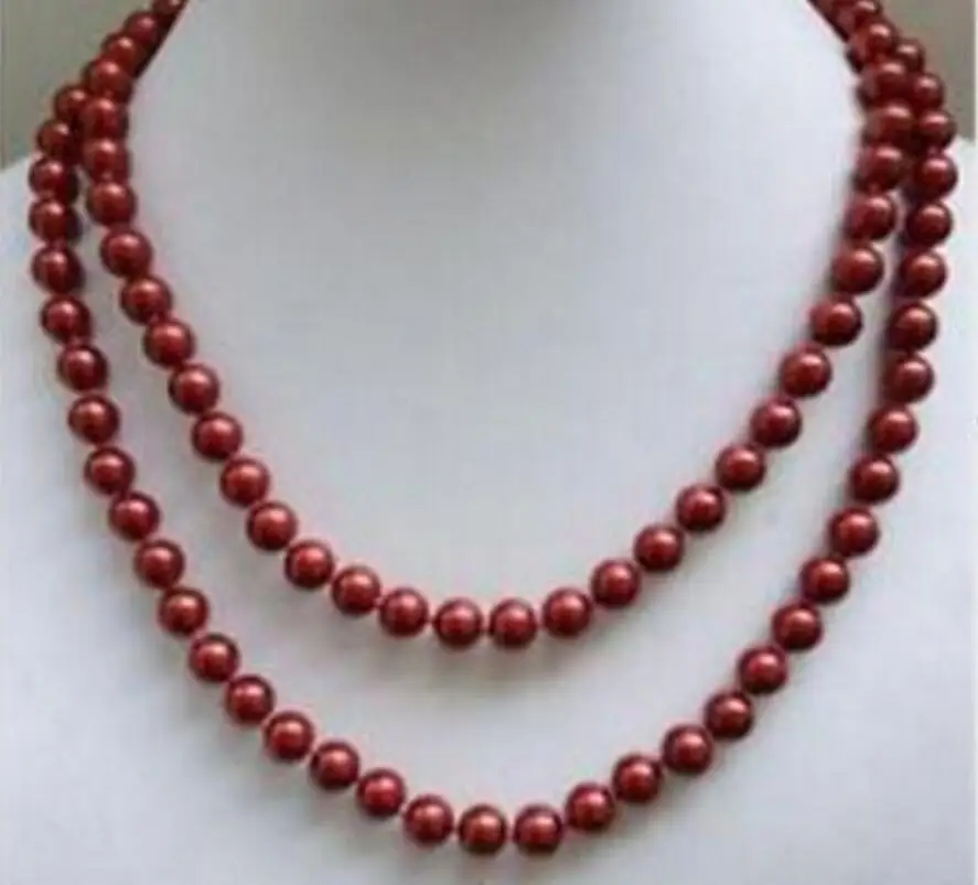 

Red 8mm South Sea shell pearl necklace 32 inch AAA