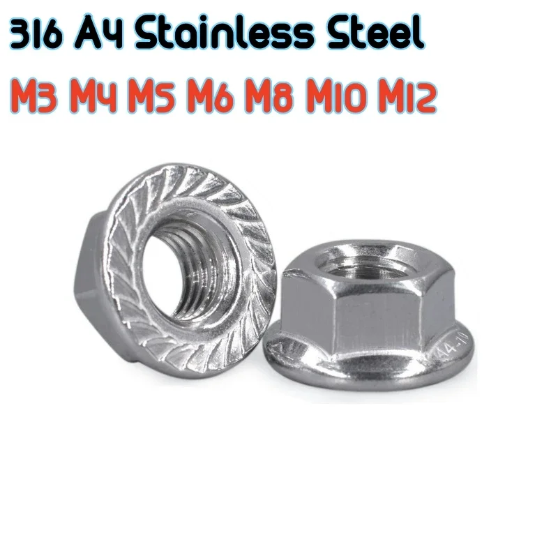 

3-100 шт. M3 M4 M5 M6 M8 M10 M12 316 A4 Шестигранная фланцевая гайка из нержавеющей стали Розовые скользящие стопорные гайки Настраиваемые крепежные детали