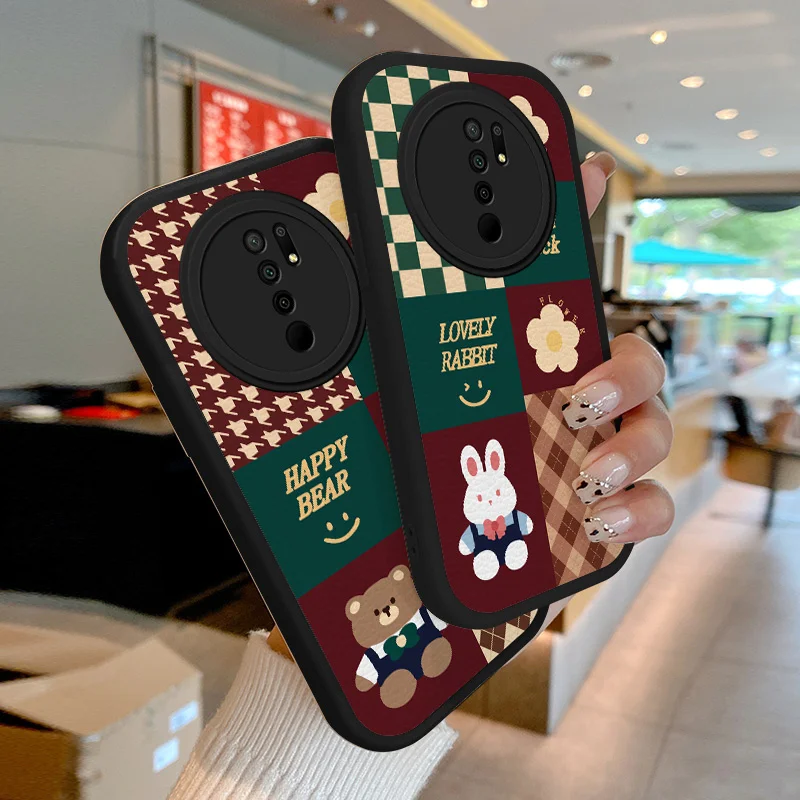 

For Xiaomi Redmi 9 9i 9AT 9A Sport 9C 9 10 Prime 10A 10C 10 India Note 11 Poco M2 C31 Case Rabbit Lambskin Leather Phone Cover