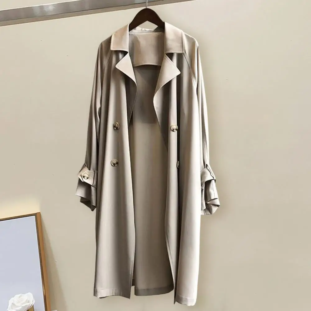 

Lady Jacket Solid Color Autumn Coat Sleeve Belt Elegant Autumn Coat