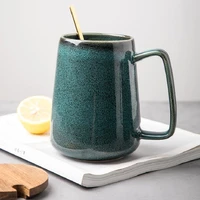 750ml europe retro ceramic mug with spoon coffee creative office office tea drink drinkware couples gift