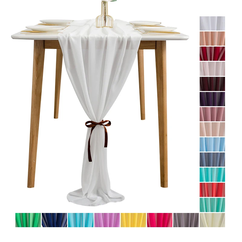 300x70cm Holiday Tablecloth Overlay Party Banquet Event Wedding Table Decoration Chiffon Romantic Chair Sash Sheer Table Runner