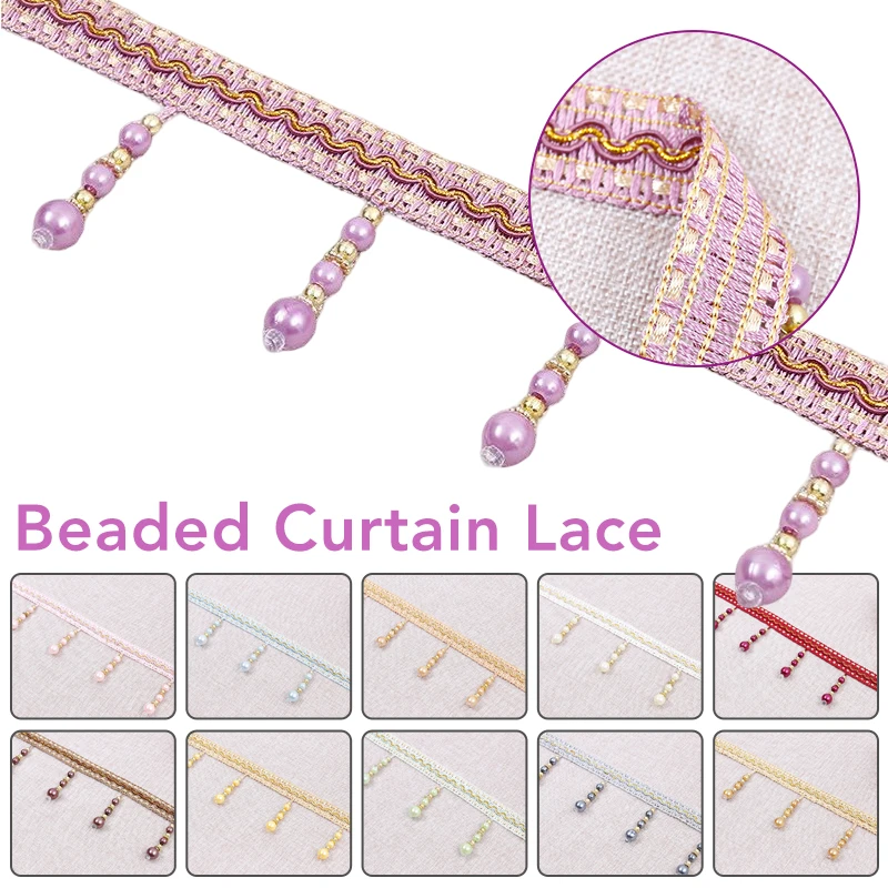 

11 Meter Imitation Pearl Tassel Lace Trim Curtain Sewing Accessory Upholstery Curtain Bead Trimming Fringe DIY Home Decor