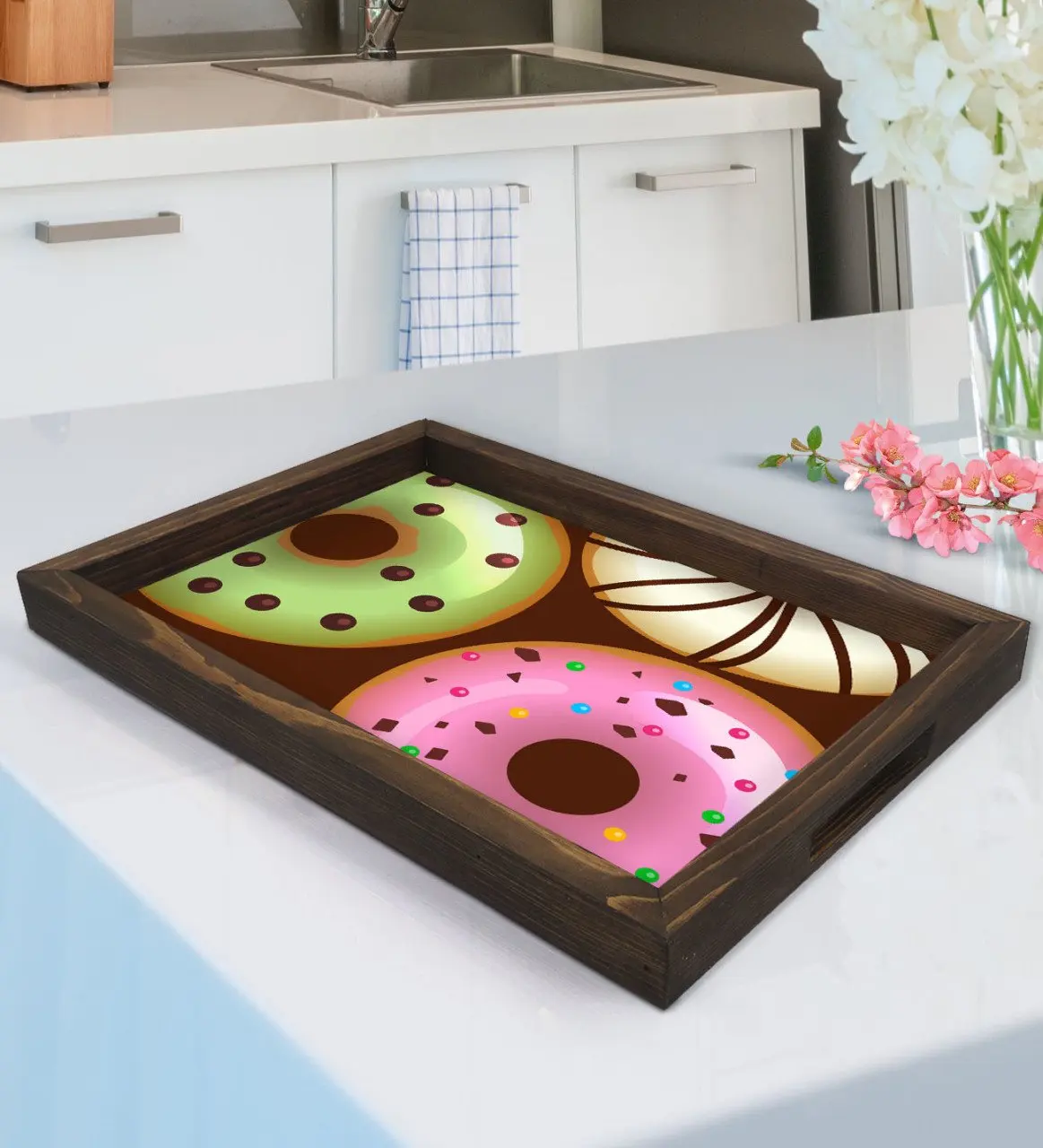 

BK Gift Donut Design Natural Wood Tepsi-1