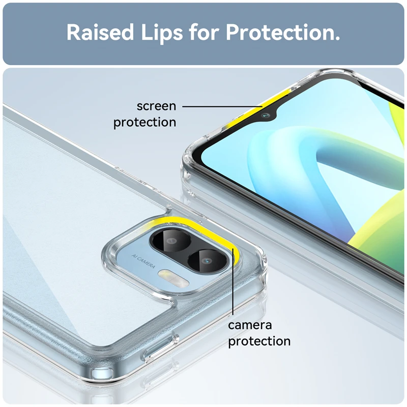 For Redmi A2 Case Cover Xiaomi Redmi A2 Capas New Shockproof Bumper Hard Clear Transparent Colour For Fundas Redmi A2 A1 Cover