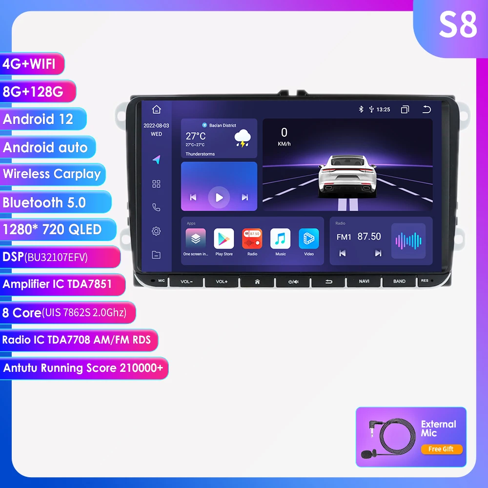 

Автомагнитола 2DIN Android 9 для Seat Altea Leon Toledo Volkswagen Passat Skoda Series GPS 9 дюймов стерео аудио навигация