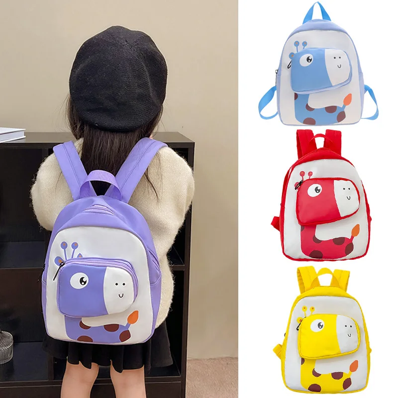 

Canvas Kids Backpack Cartoon Giraffe Kindergarten Schoolbag for Boy Girl Outing Backpacks Primary School Bags