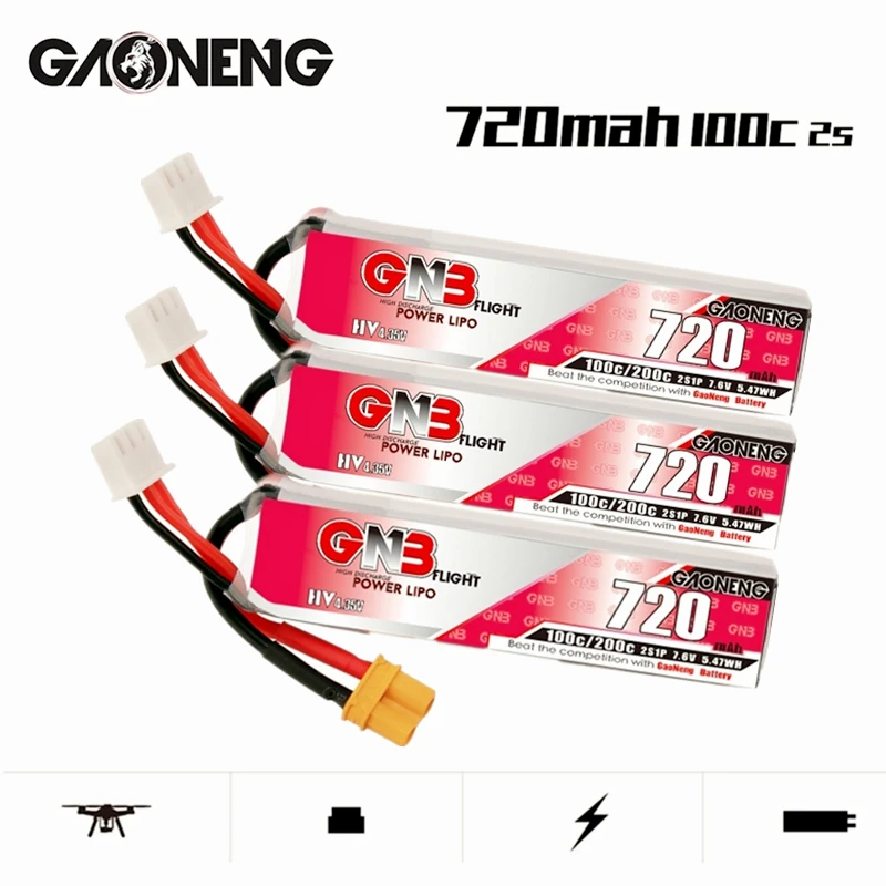 

Оригинальный литий-полимерный аккумулятор GAONENG GNB 2S HV 7,6 мАч в стандартная вилка для радиоуправляемого FPV оптового комплекта рамы Tinywhoop гоночного дрона 1/3/5 шт.