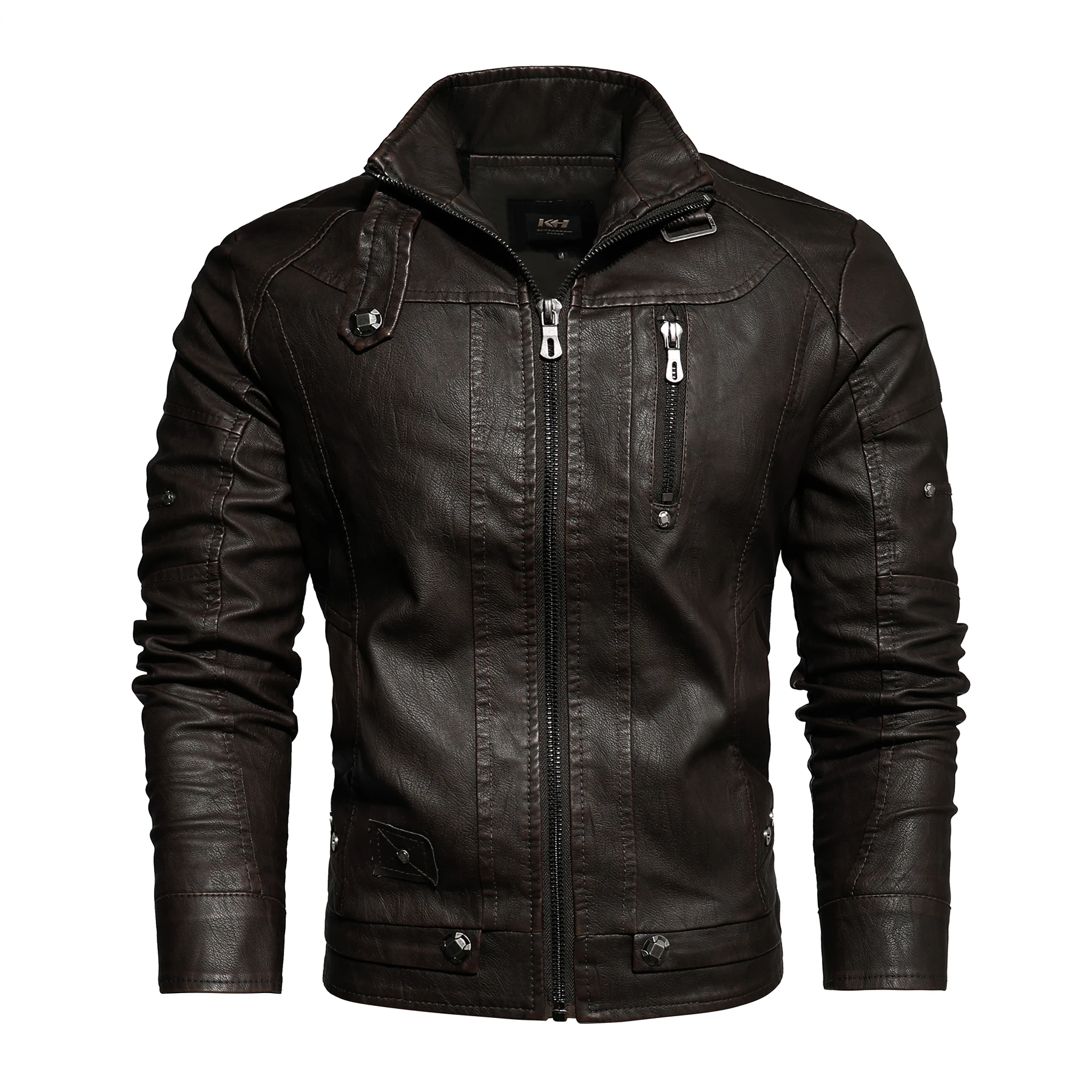 

Men's PU Leather Jacket, Retro Style Thick Top